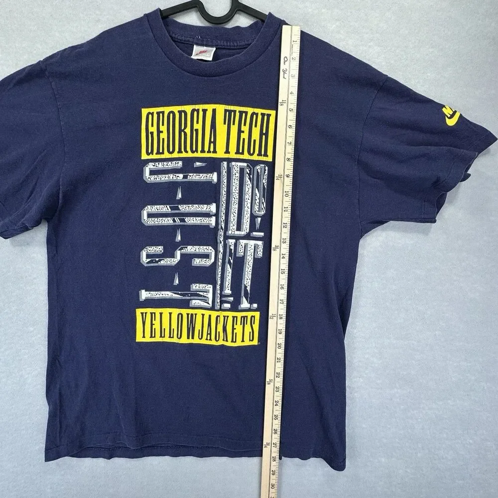 Vintage 90s Nike Georgia Tech Yellow Jackets Single Stitch T-Shirt‎ Made In USA
